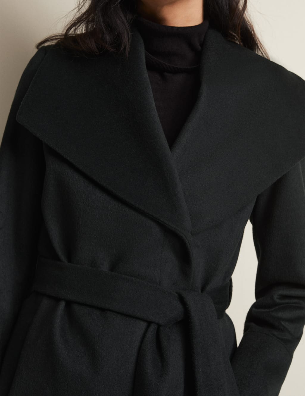 Wool Rich Belted Collared Wrap Coat image 7
