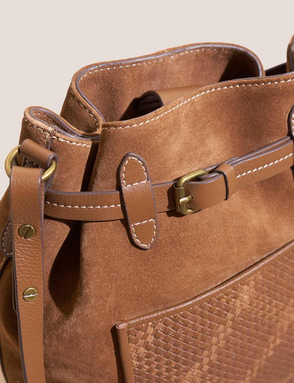 Suede Woven Bucket Bag image 2