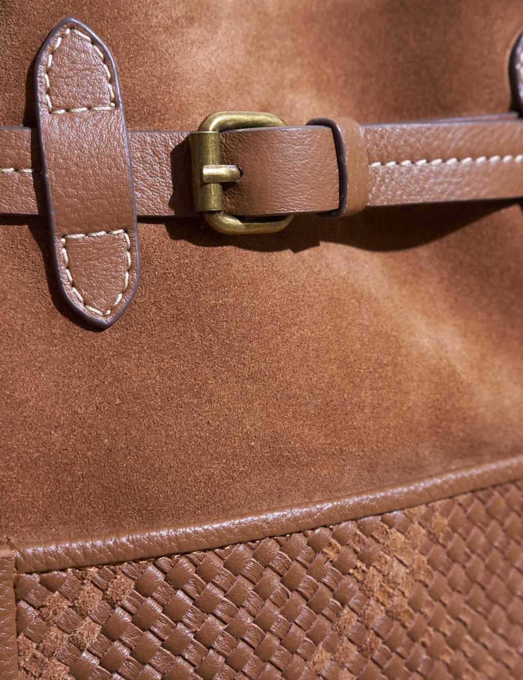 Suede Woven Bucket Bag image 3