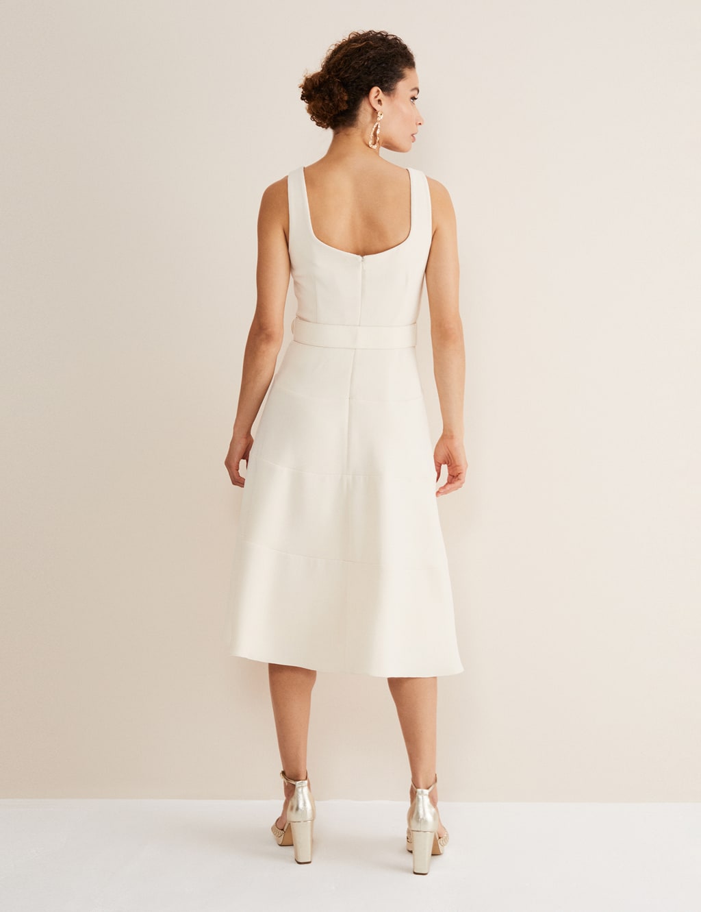 Square Neck Belted Midi Dress image 3