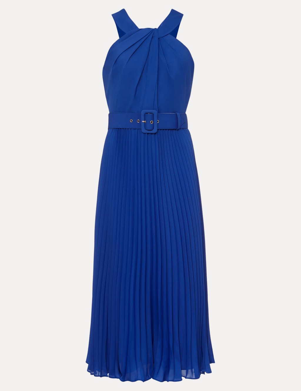 Halter Neck Twist Front Midi Waisted Dress image 2