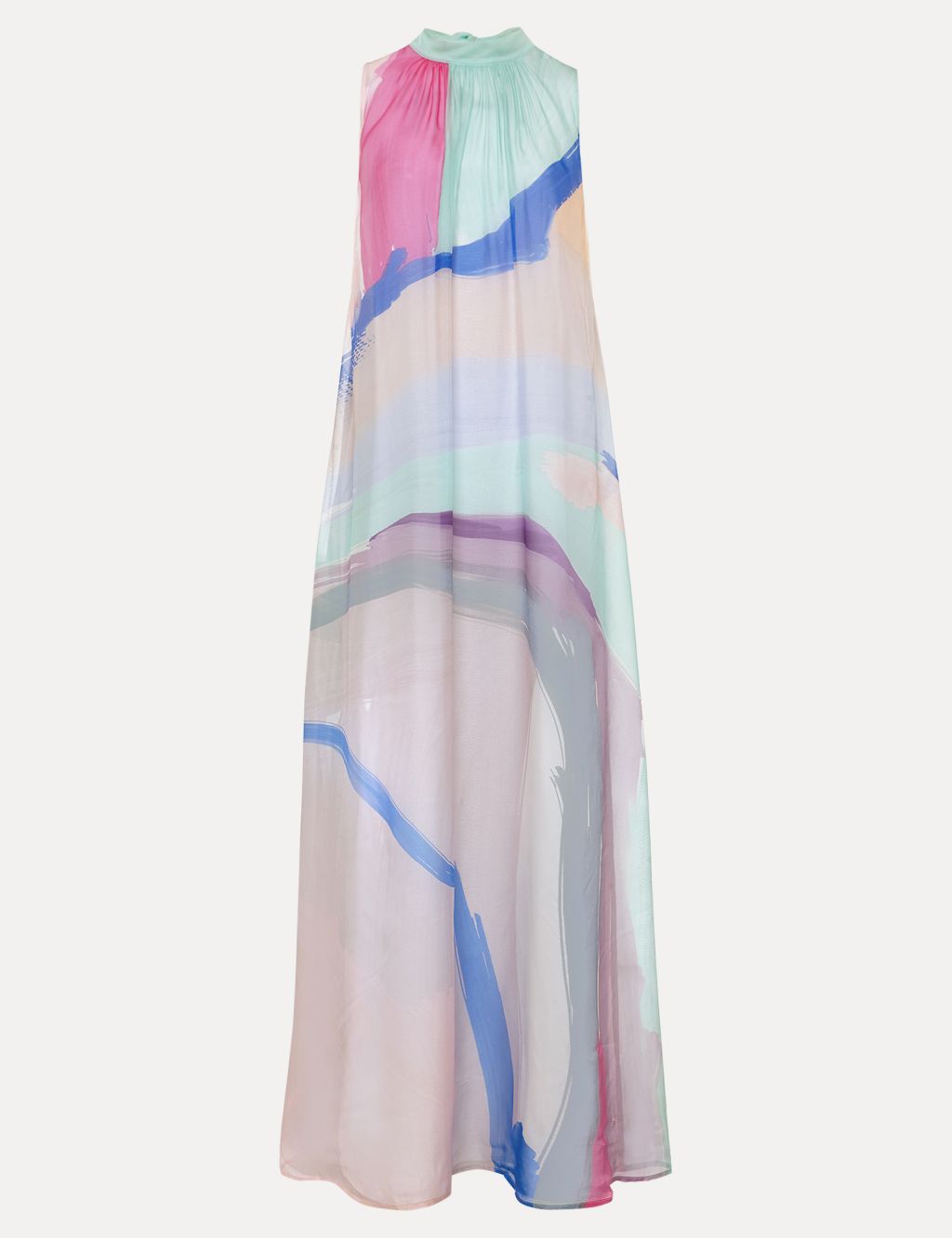 Colour Block High Neck Maxi Dress with Silk image 2