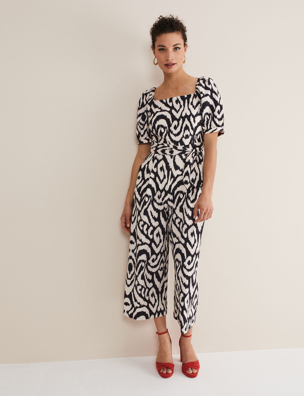 QT Printed Cropped Waisted Jumpsuit image 1