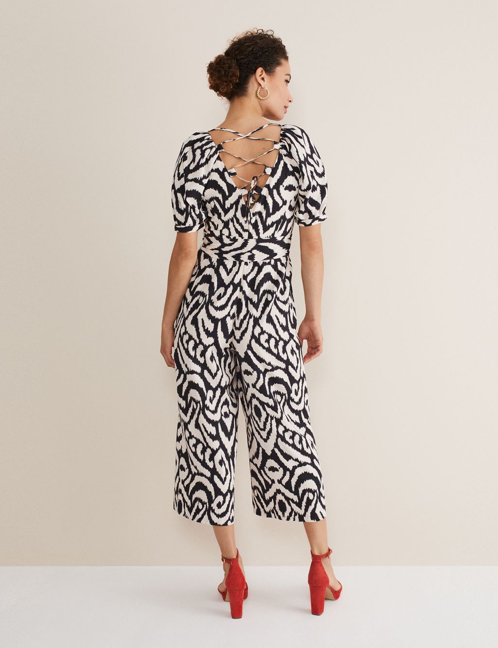 QT Printed Cropped Waisted Jumpsuit image 4