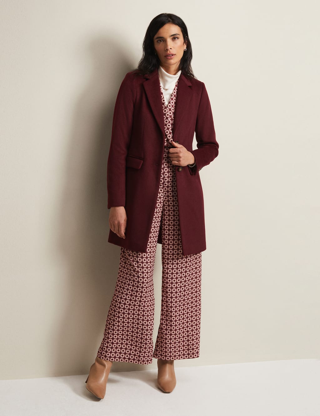 Wool Blend Single Breasted Tailored Coat image 3