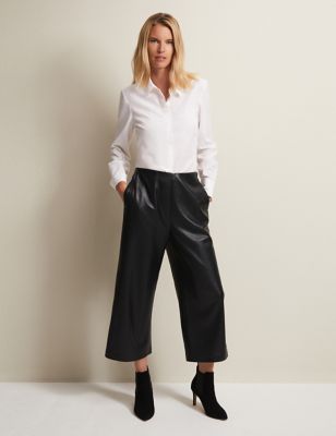 Phase Eight Womens Leather Look Culottes - 8 - Black, Black
