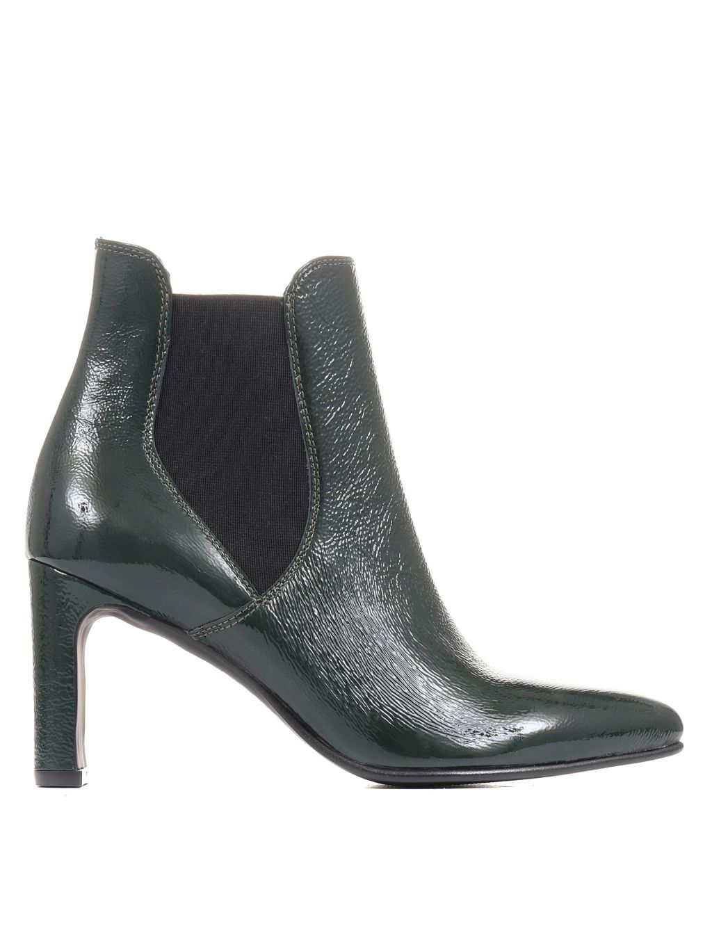 Leather Patent Chelsea Block Heel Boots