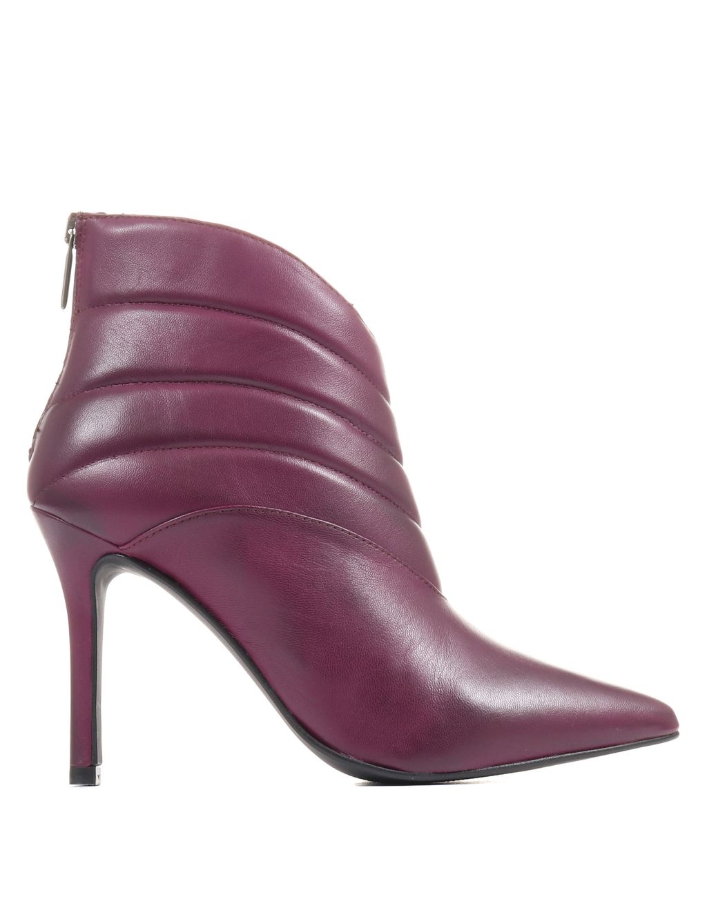 Leather Stiletto Heel Pointed Ankle Boots