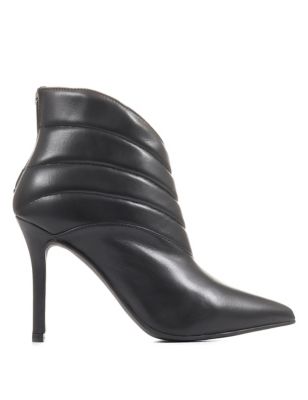 Jones Bootmaker Womens Leather Stiletto Heel Pointed Ankle Boots - 8 - Black, Black,Purple
