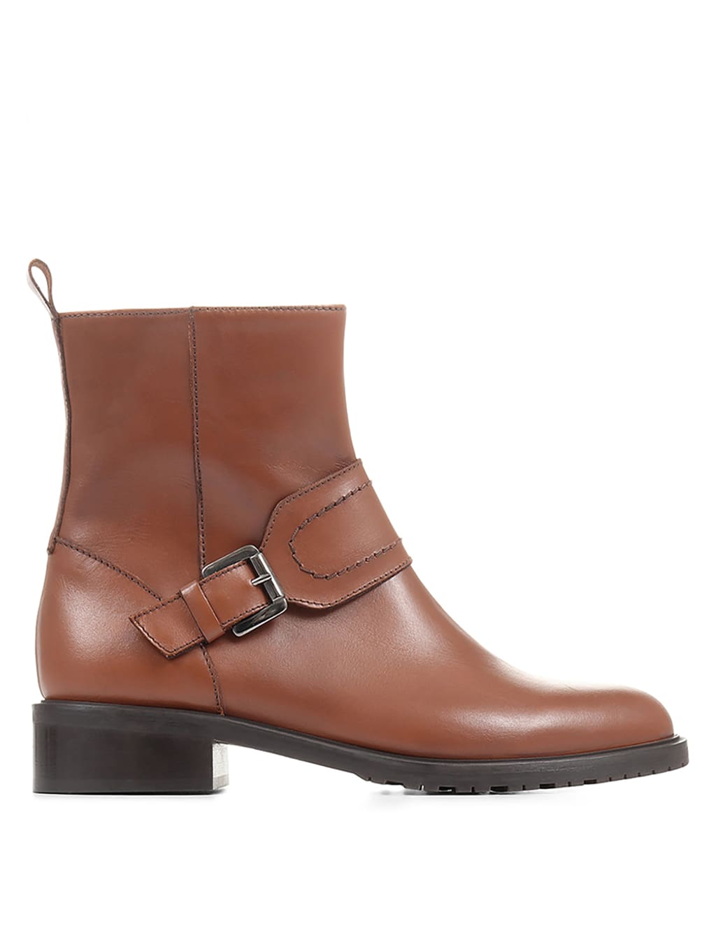 Leather Buckle Block Heel Ankle Boots image 4