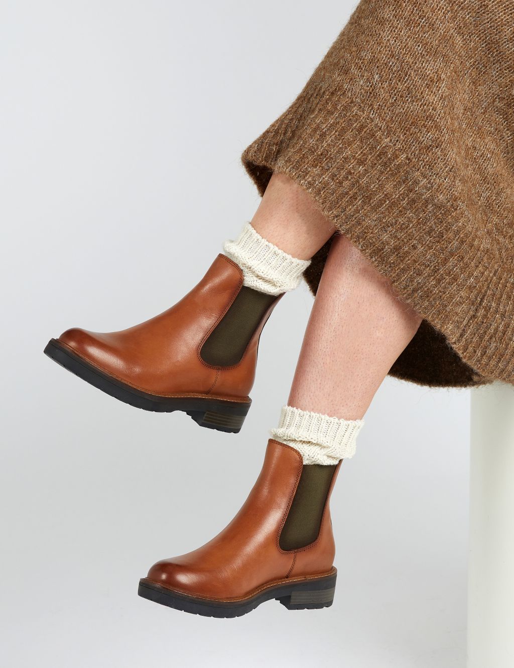 Leather Chelsea Block Heel Ankle Boot image 1