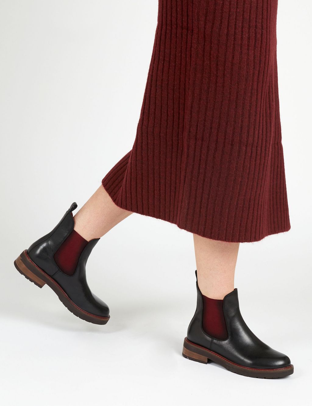 Leather Chelsea Block Heel Ankle Boot