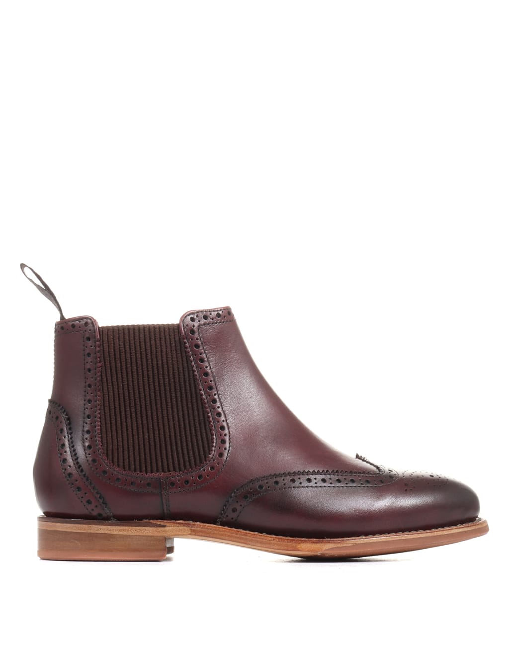 Leather Chelsea Brogue Detail Flat Boots image 2