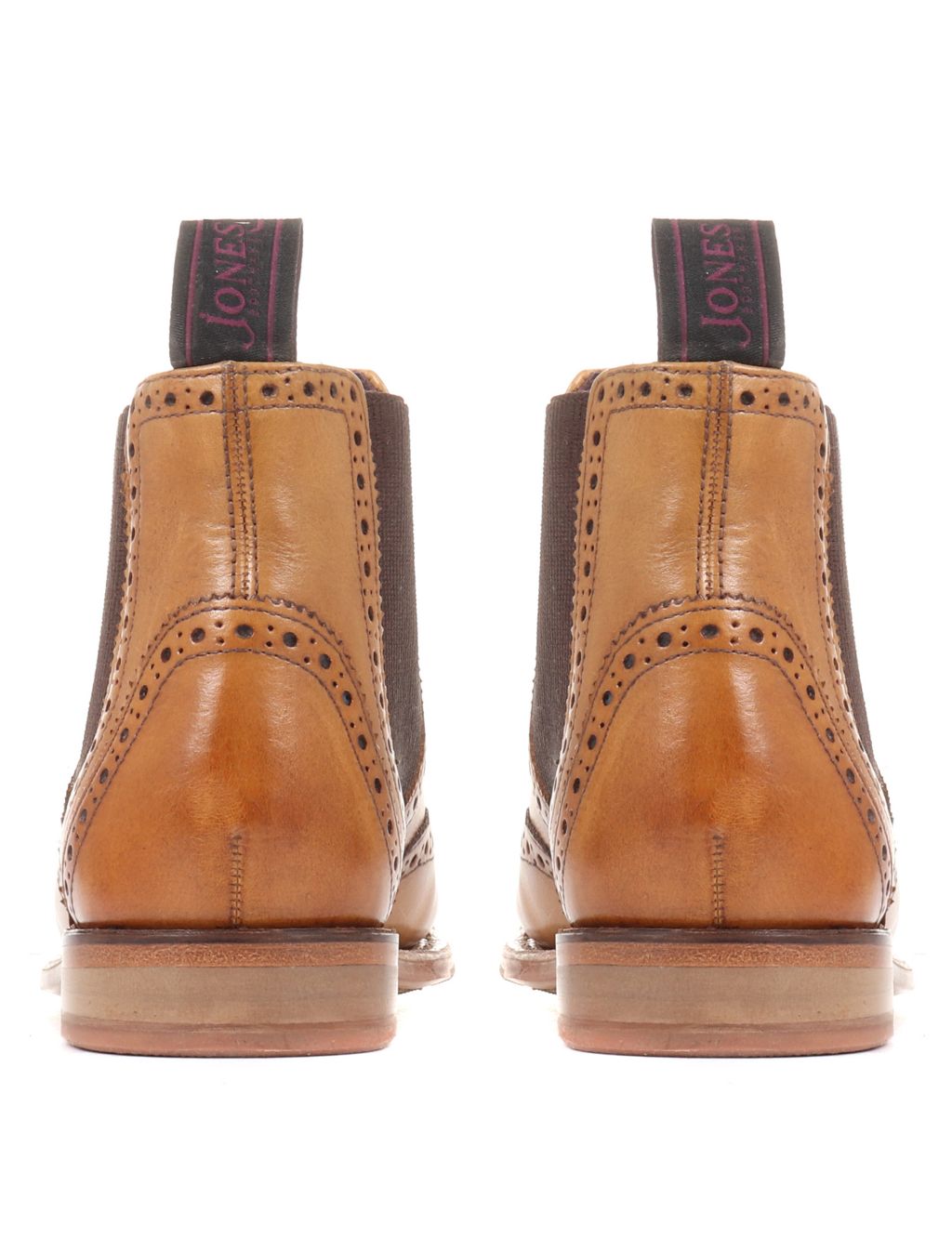Leather Chelsea Brogue Detail Flat Boots image 4