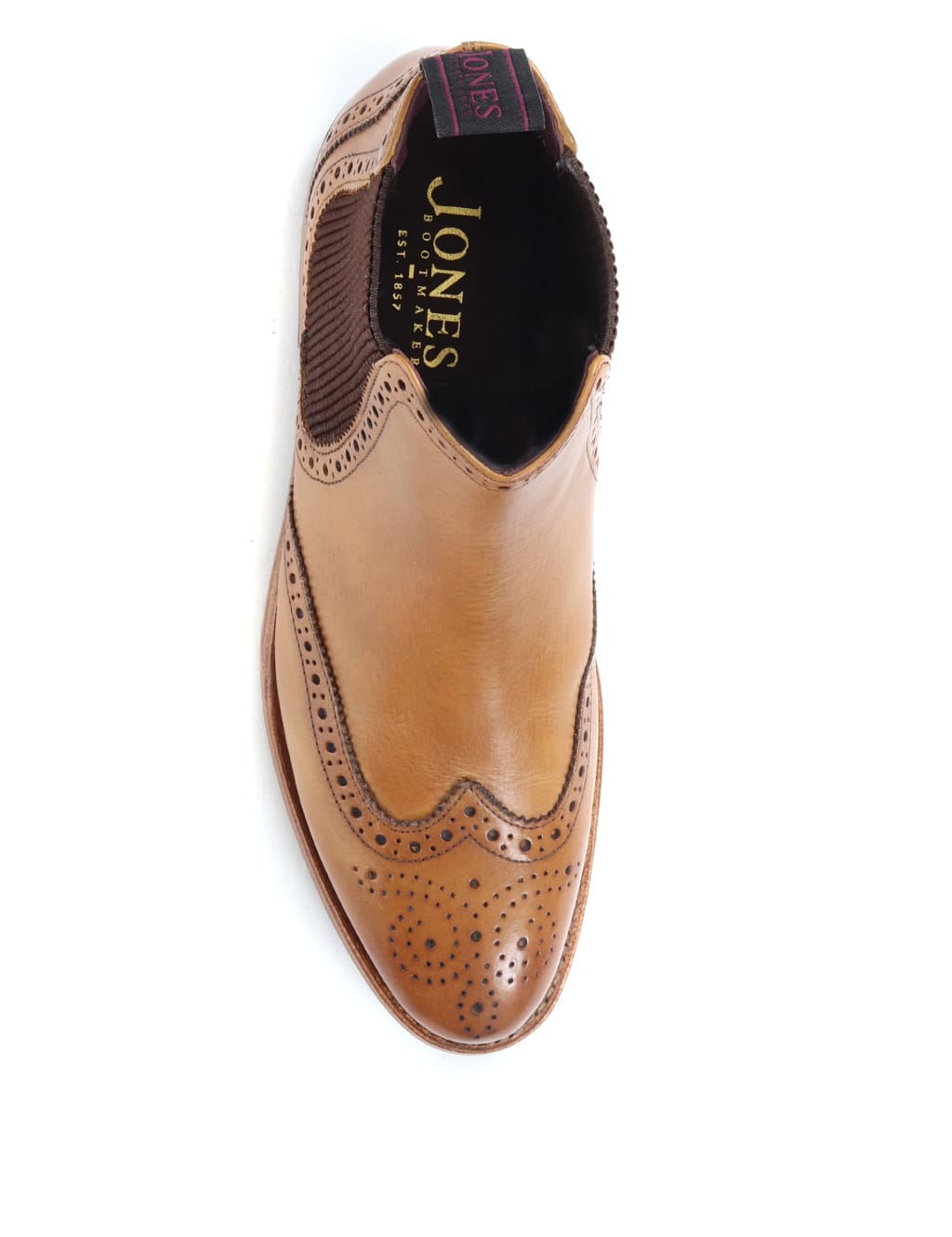 Leather Chelsea Brogue Detail Flat Boots image 6