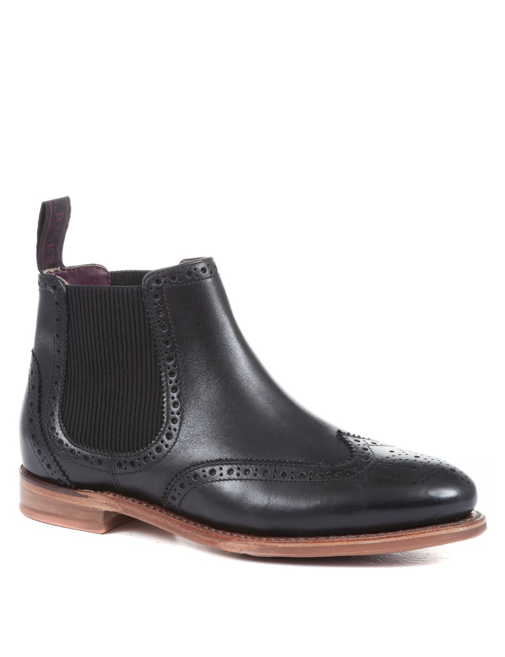 Leather Chelsea Brogue Detail Flat Boots image 2