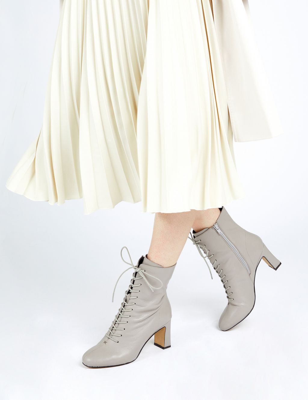Leather Lace Up Block Heel Ankle Boots image 1