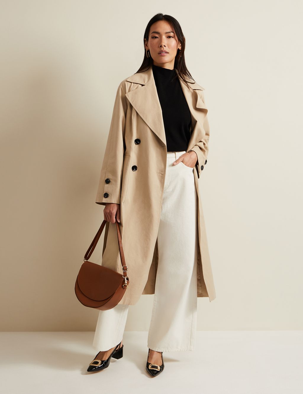 Cotton Rich Belted Collared Trench Coat