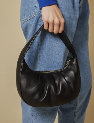 Jones Bootmaker Womens Leather Shoulder Bag - Black, Black,Tan