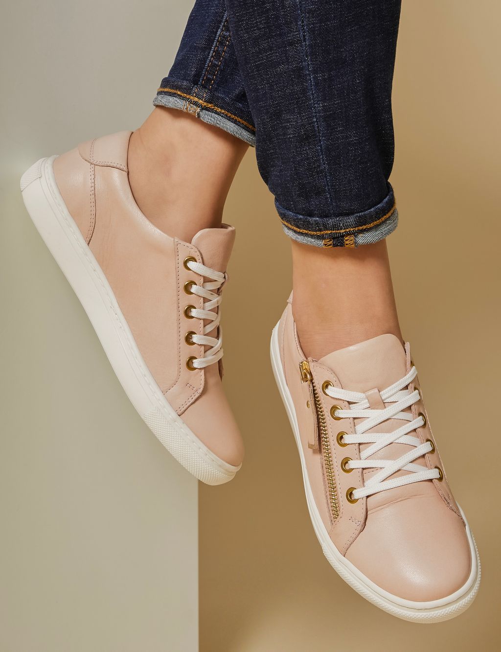 Leather Zip Up Trainers