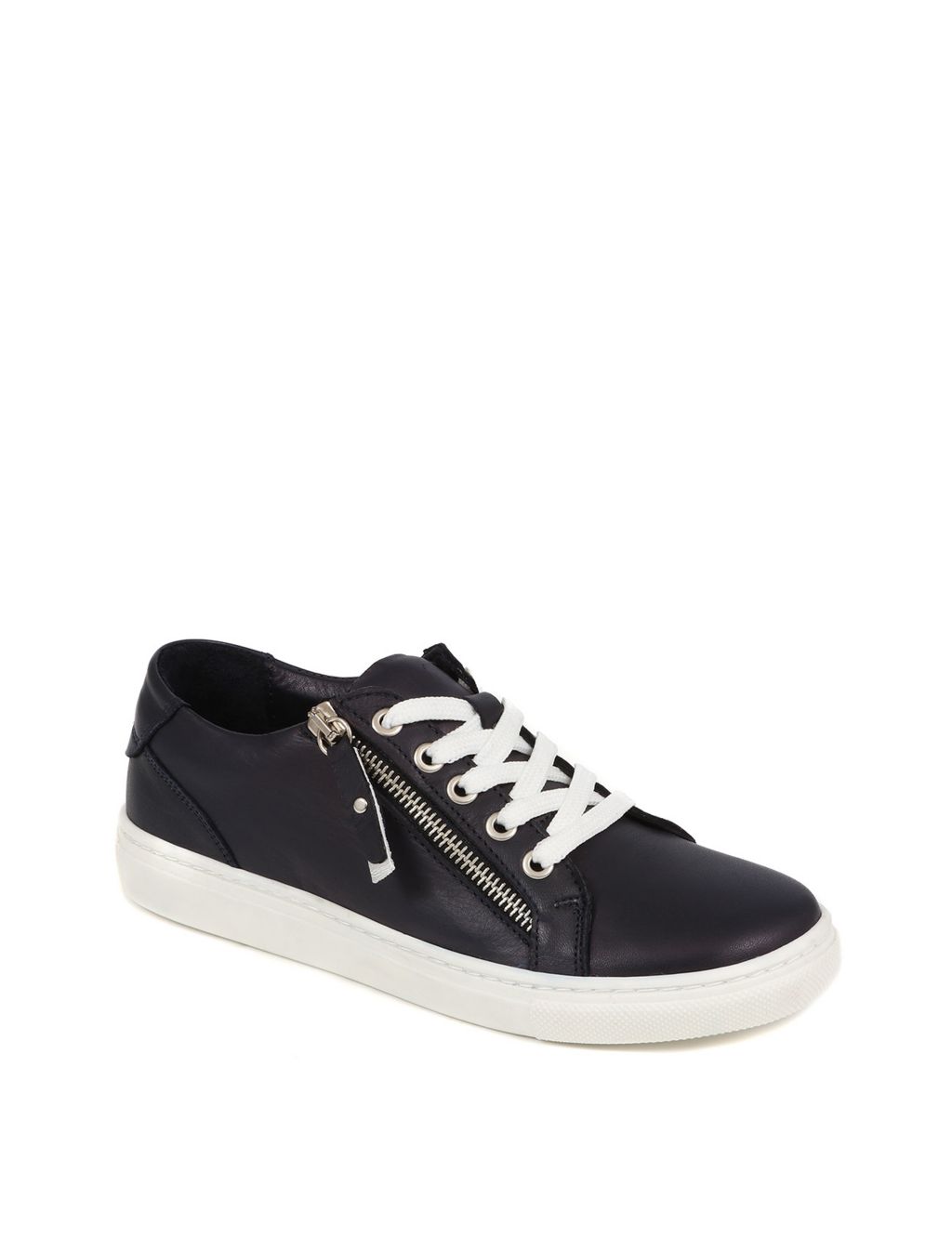 Leather Zip Up Trainers image 3