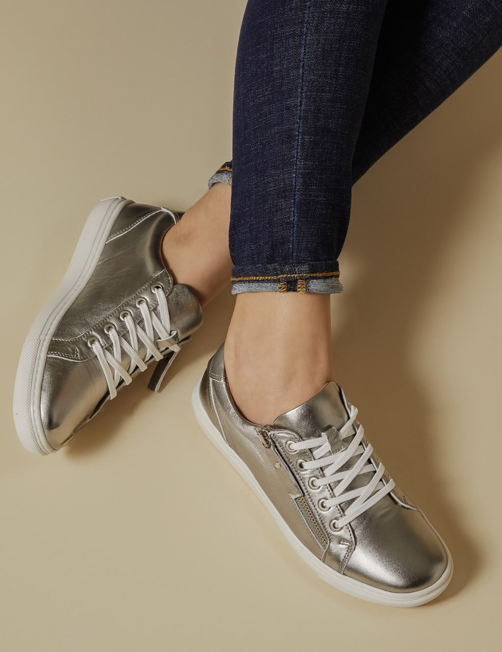 Leather Zip Up Trainers