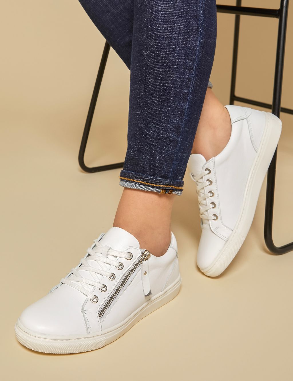 Leather Zip Up Trainers