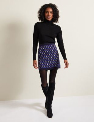 Phase Eight Womens Geometric Knitted Mini Skirt - XS - Multi, Multi