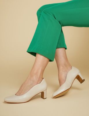 Jones Bootmaker Women's Leather Slip On Block Heel Court Shoes - 3 - White, White,Lilac