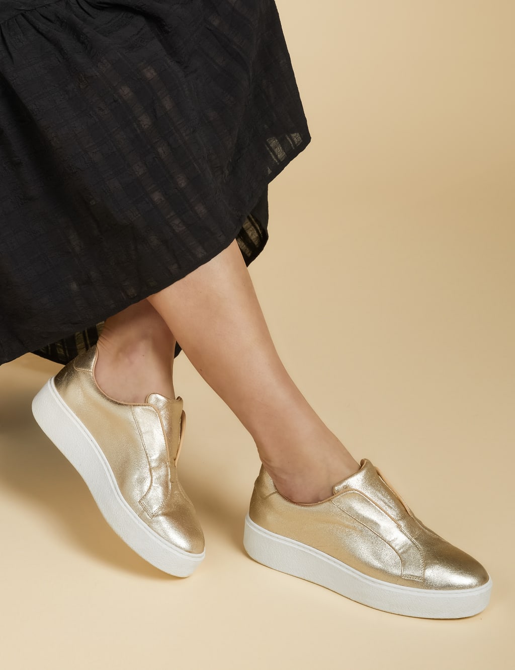 Ladies gold 2025 coloured trainers