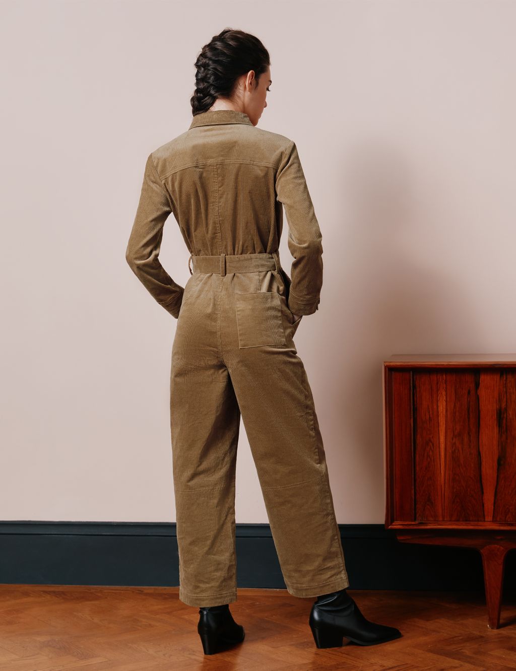 Organic Cotton Cord Belted Utility Jumpsuit image 3