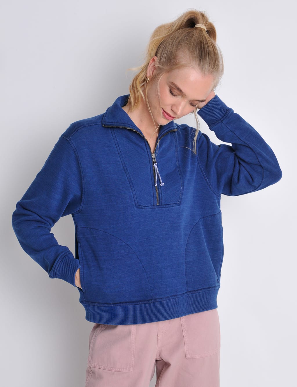 Pure Cotton Relaxed Half Zip Sweatshirt image 1