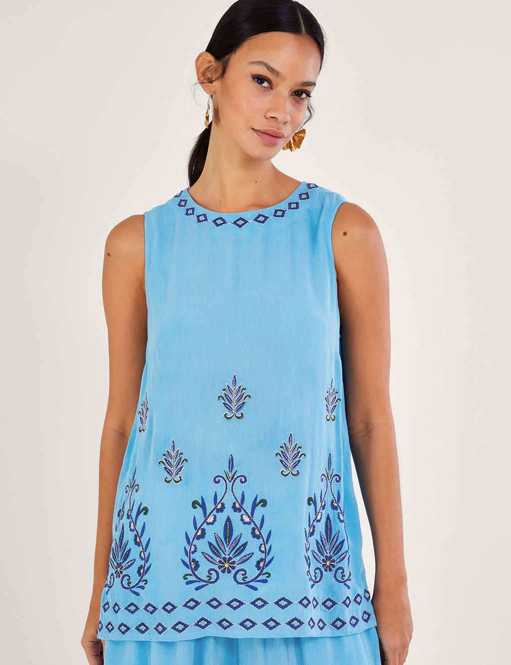 Embroidered Round Neck Vest Top image 1