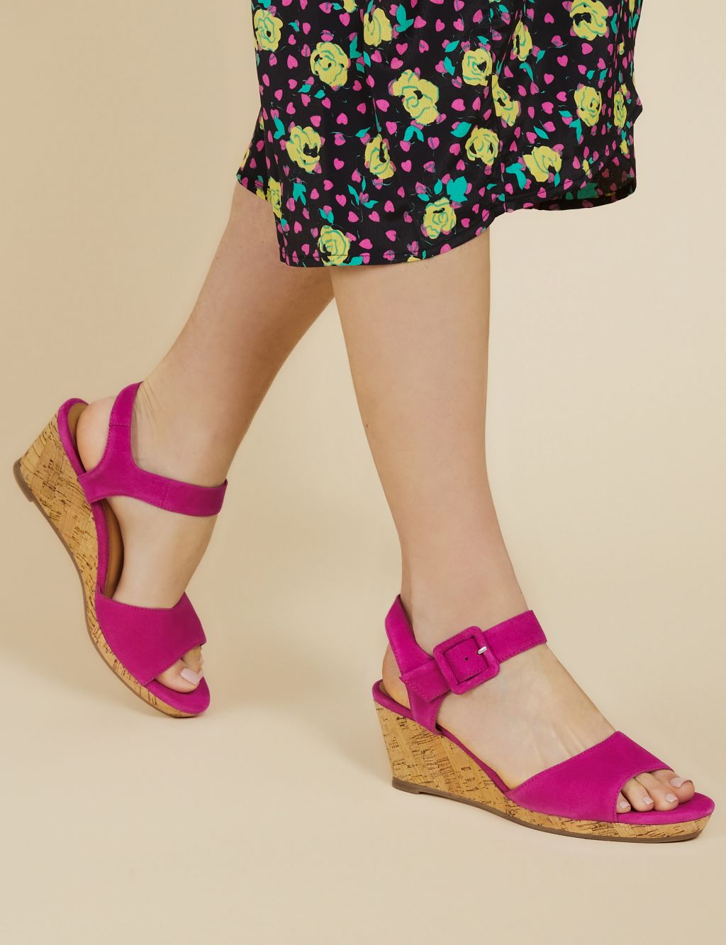 Suede Ankle Strap Wedge Sandals image 1
