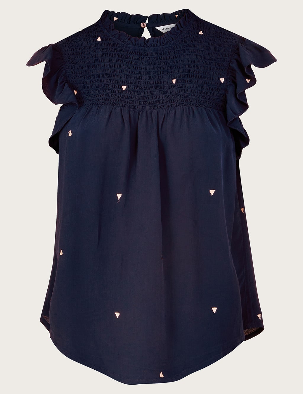 Embroidered High Neck Shirred Blouse image 2