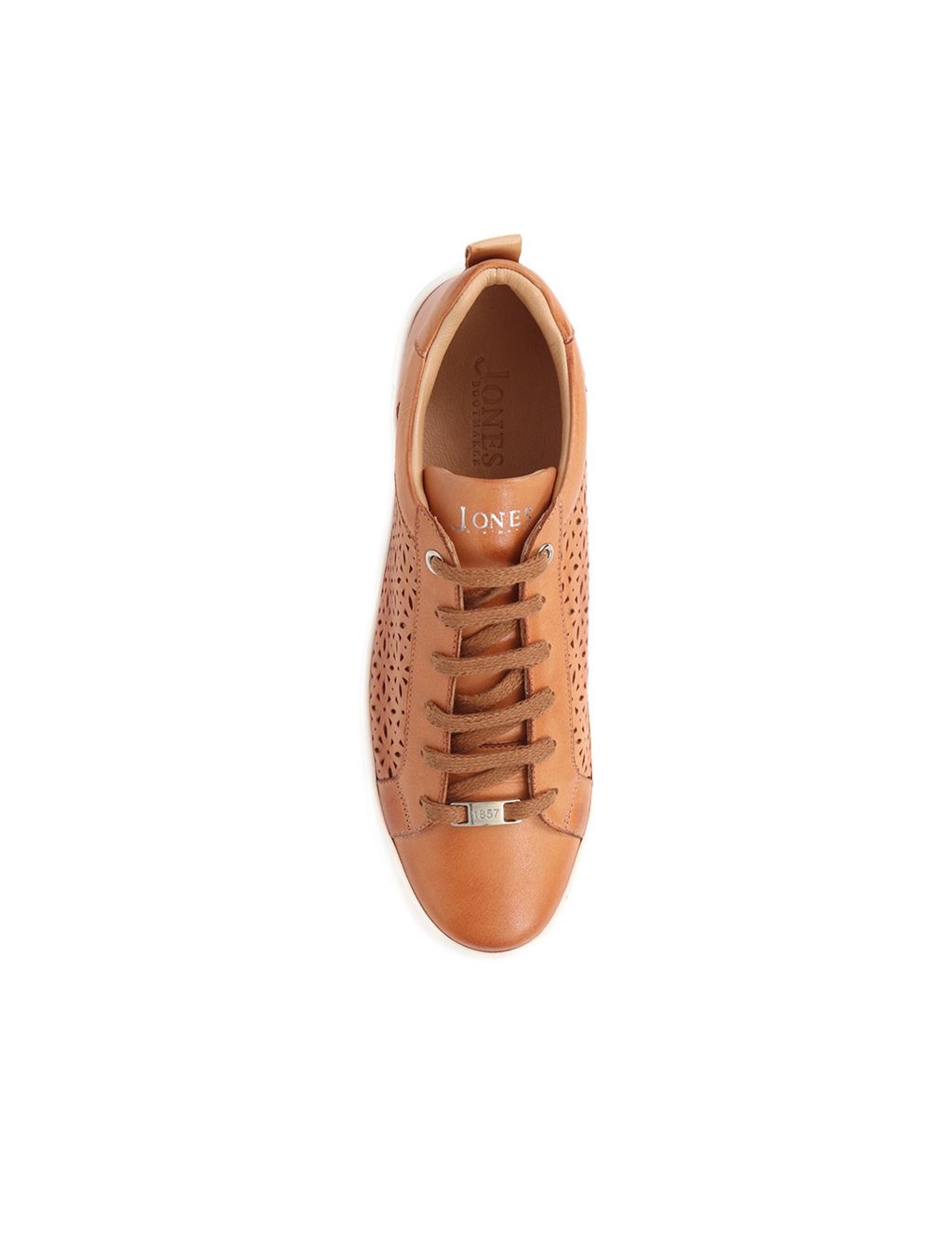 Leather Lace Up Perforated Flatform Trainers image 4