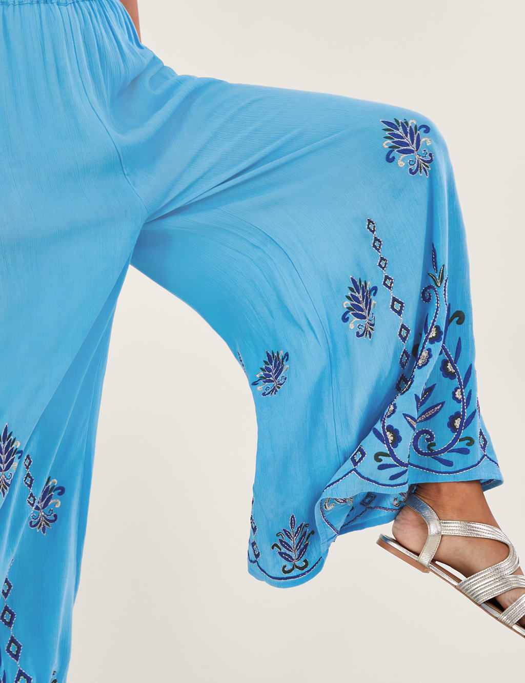 Embroidered Wide Leg Trousers image 5