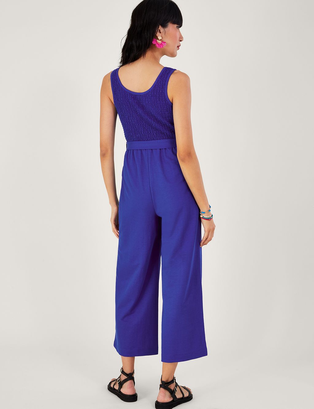 Textured Belted Cropped Wide Leg Jumpsuit image 4