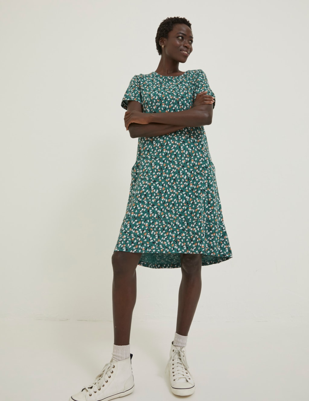 Cotton Rich Floral Mini Skater Dress image 1