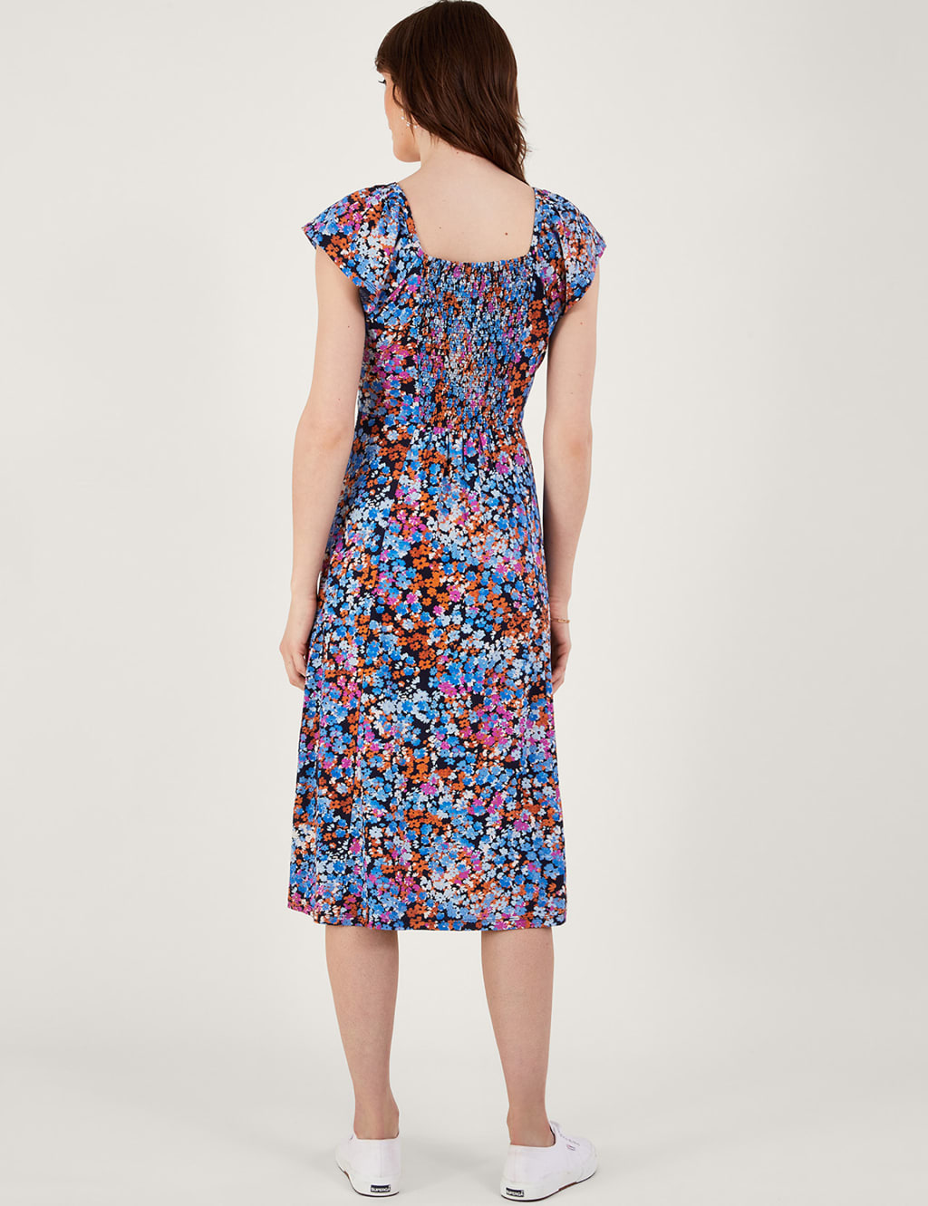 Jersey Ditsy Floral V-Neck Midi Dress image 4