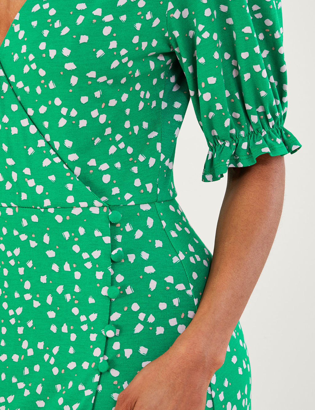 Polka Dot V-Neck Midi Tiered Wrap Dress image 4