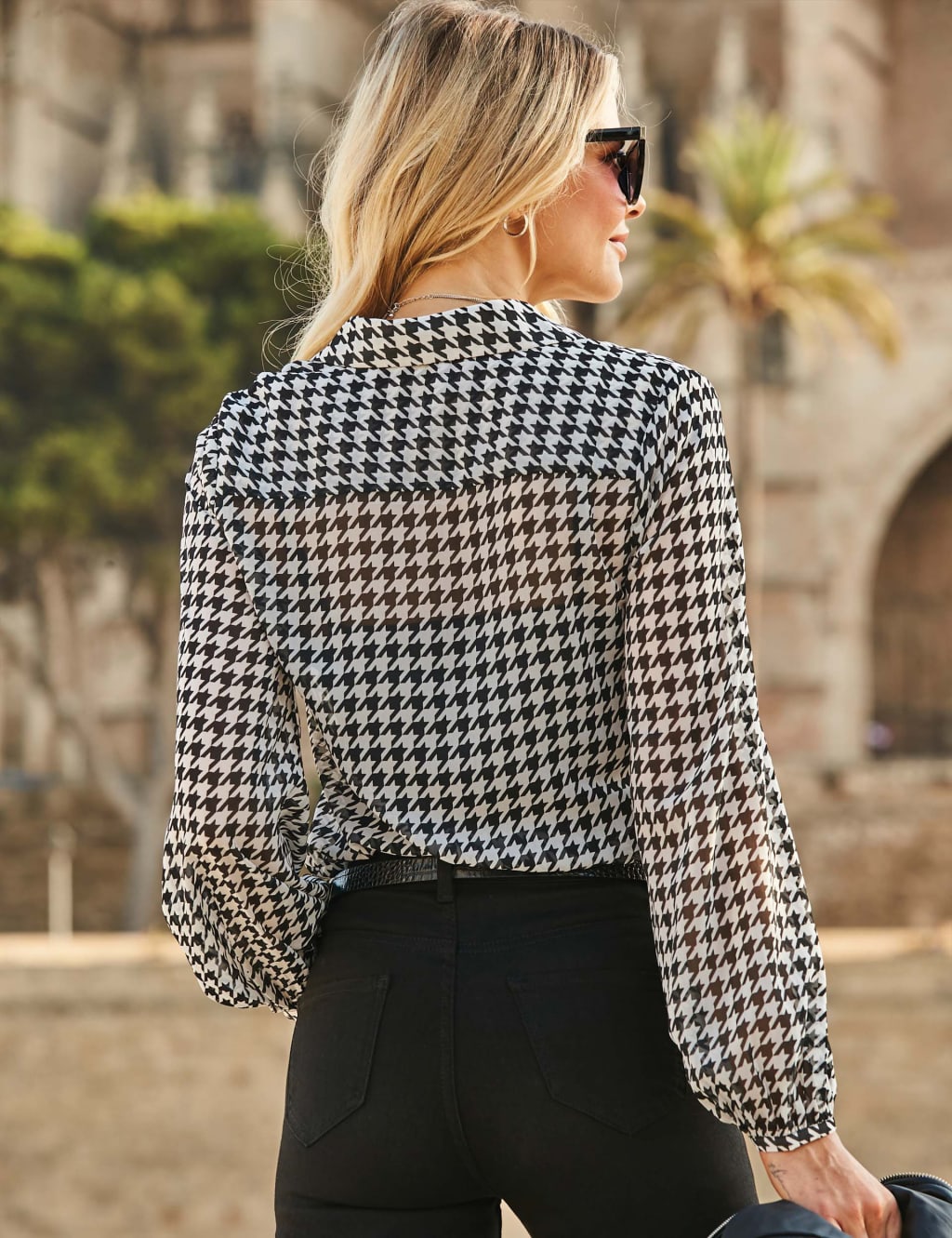 Dogtooth Print Long Sleeve Shirt image 2
