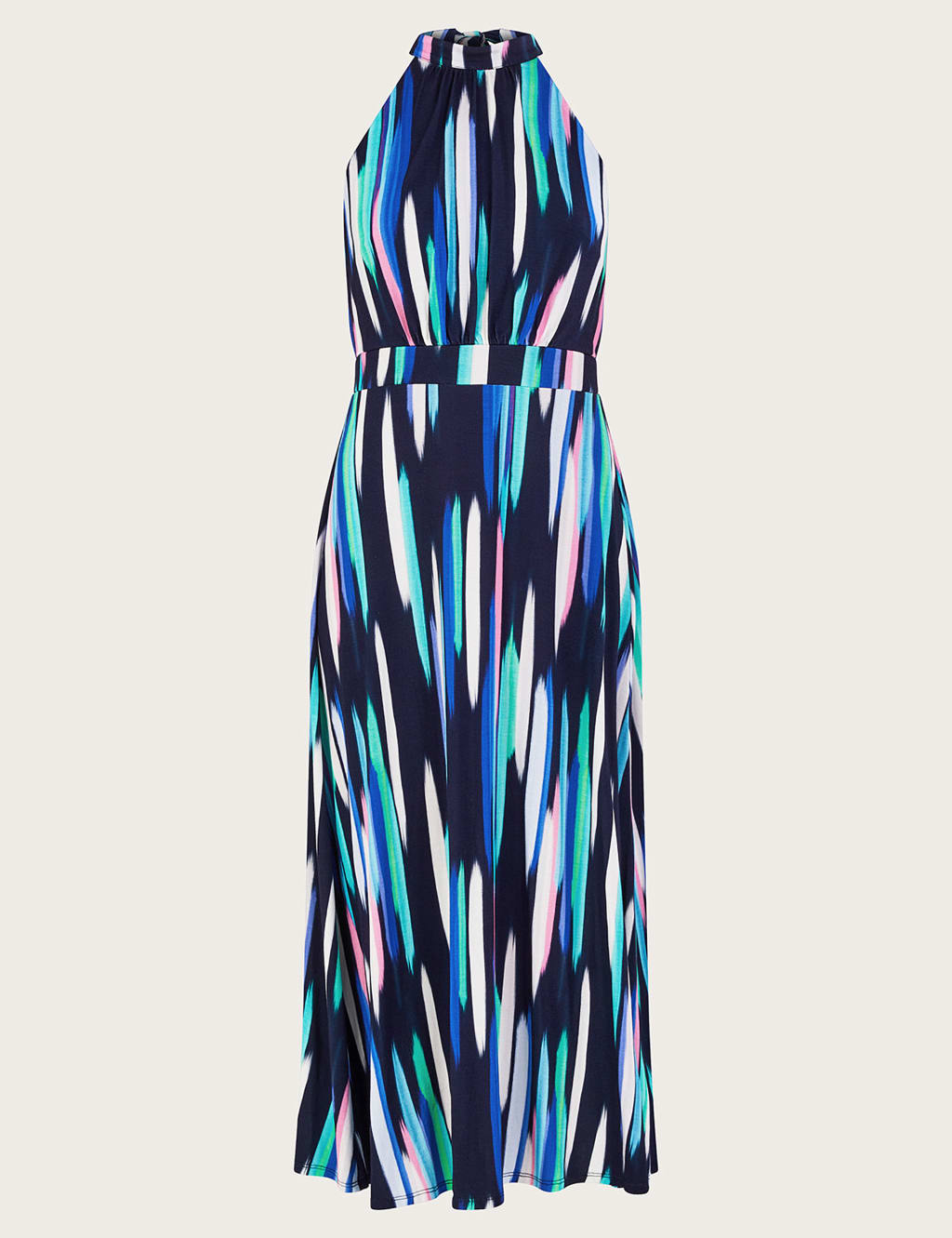 Printed Halter Neck Maxi Waisted Dress image 2