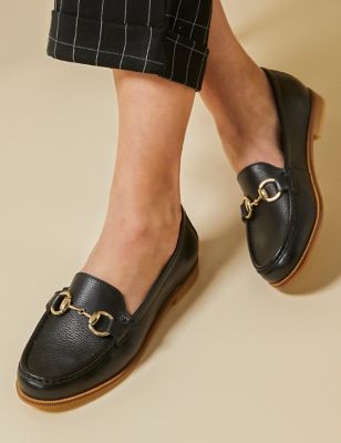 Jones Bootmaker Women's Leather Trim Slip On Loafers - 4 - Black, Black,Camel
