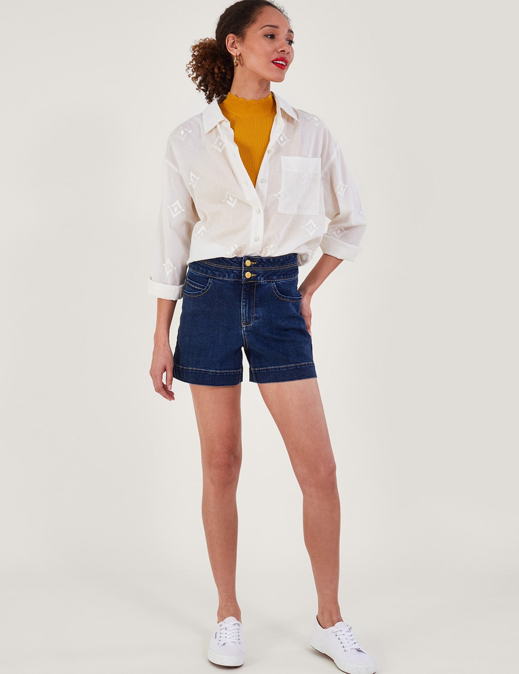 Pure Cotton Embroidered Longline Shirt image 3