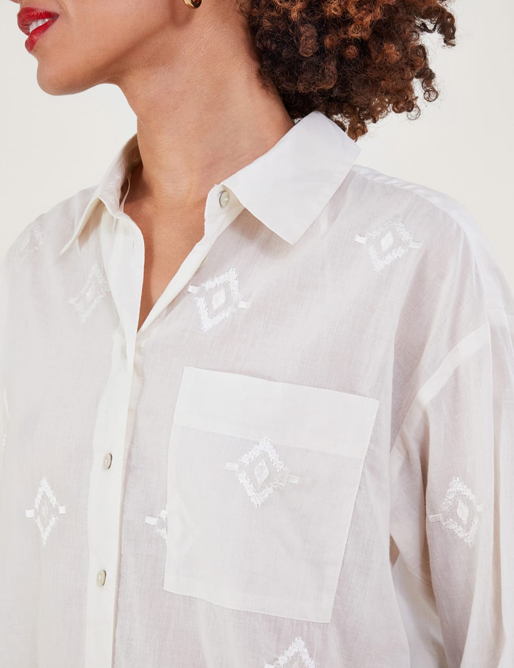 Pure Cotton Embroidered Longline Shirt image 5