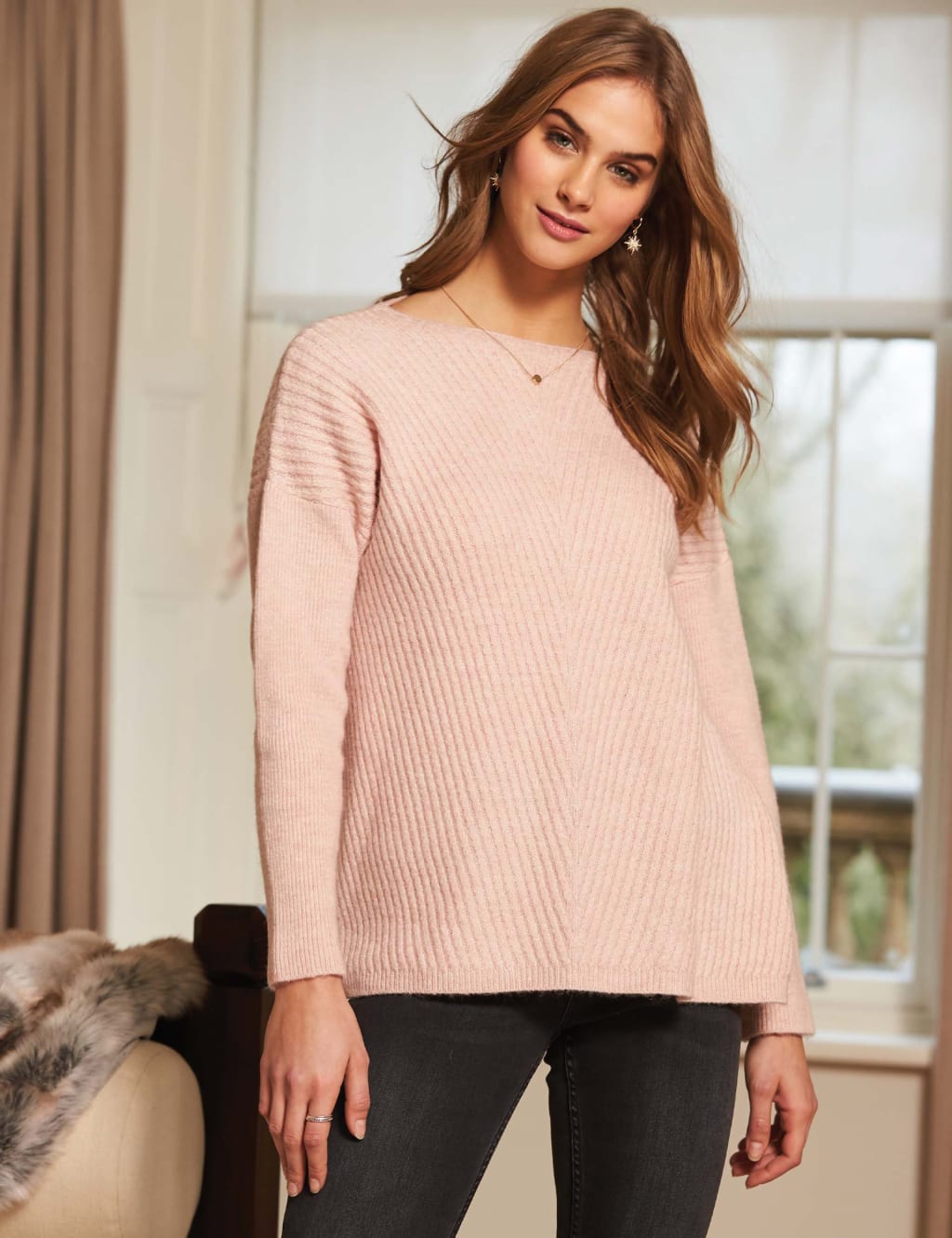 Textured Slash Neck Relaxed Jumper image 2