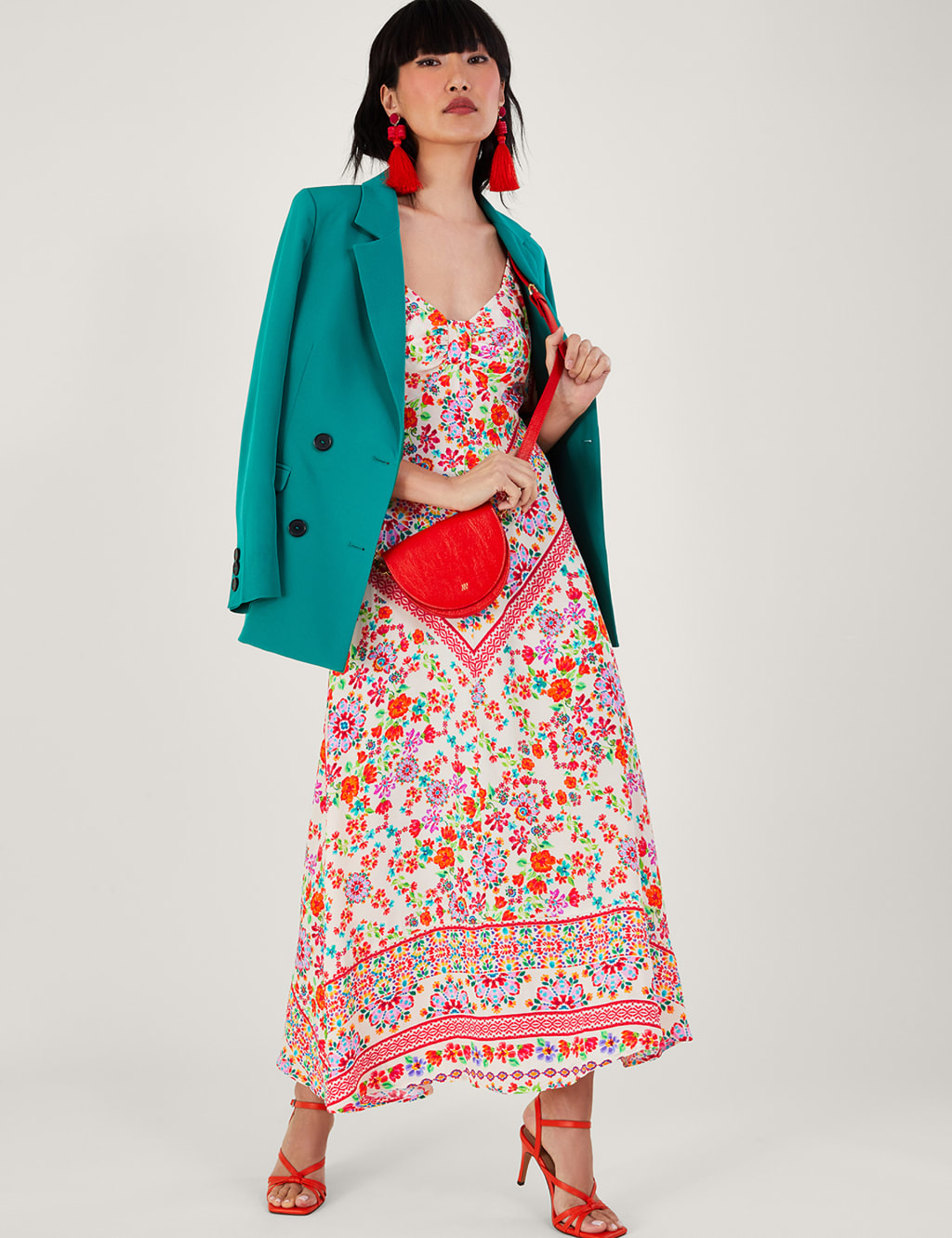 Floral V-Neck Puff Sleeve Maxi Tea Dress image 3