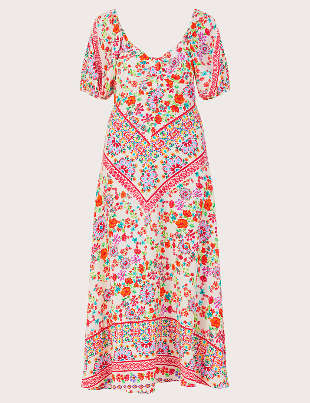 Floral V-Neck Puff Sleeve Maxi Tea Dress image 2