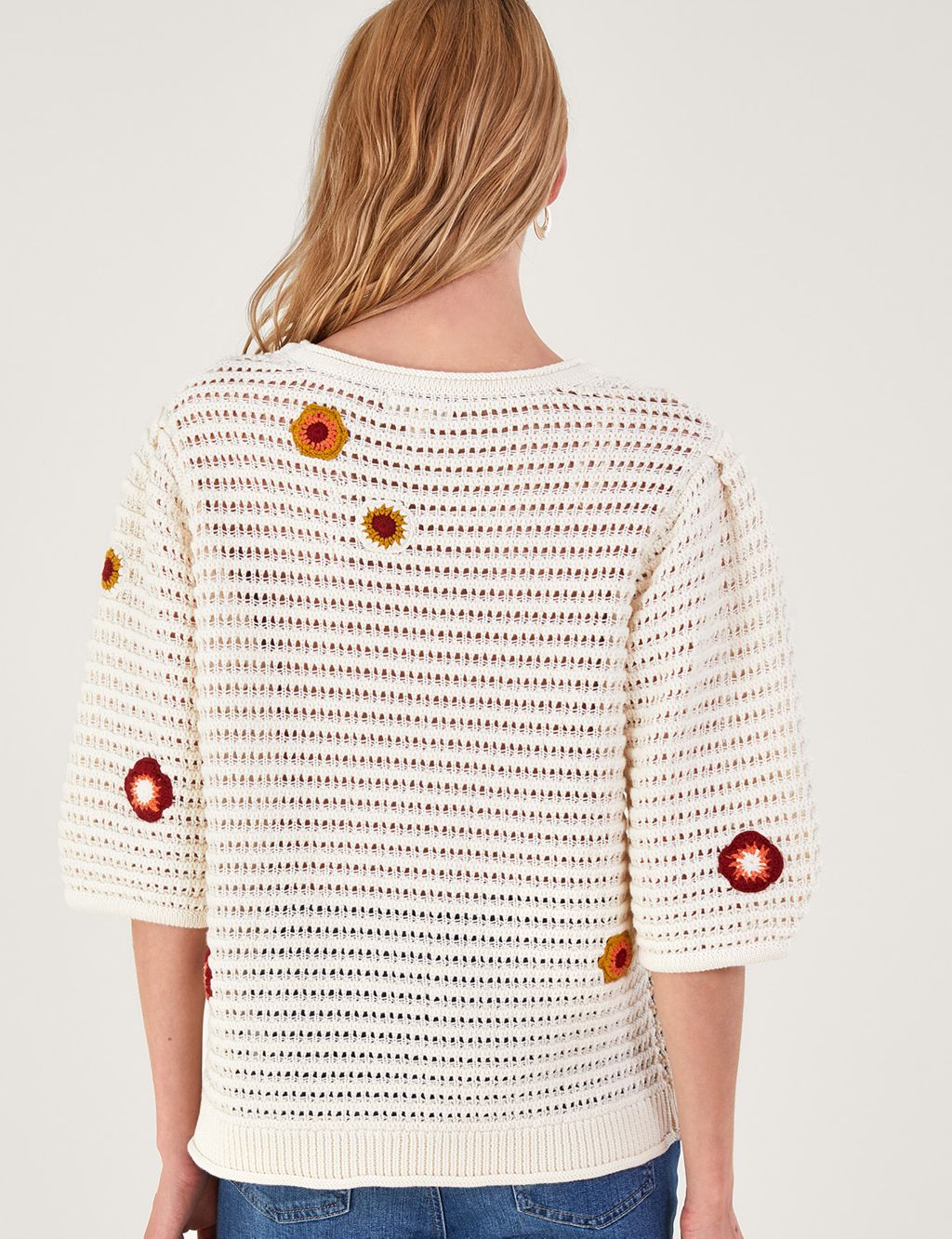 Pure Cotton Floral Embroidered Jumper image 3